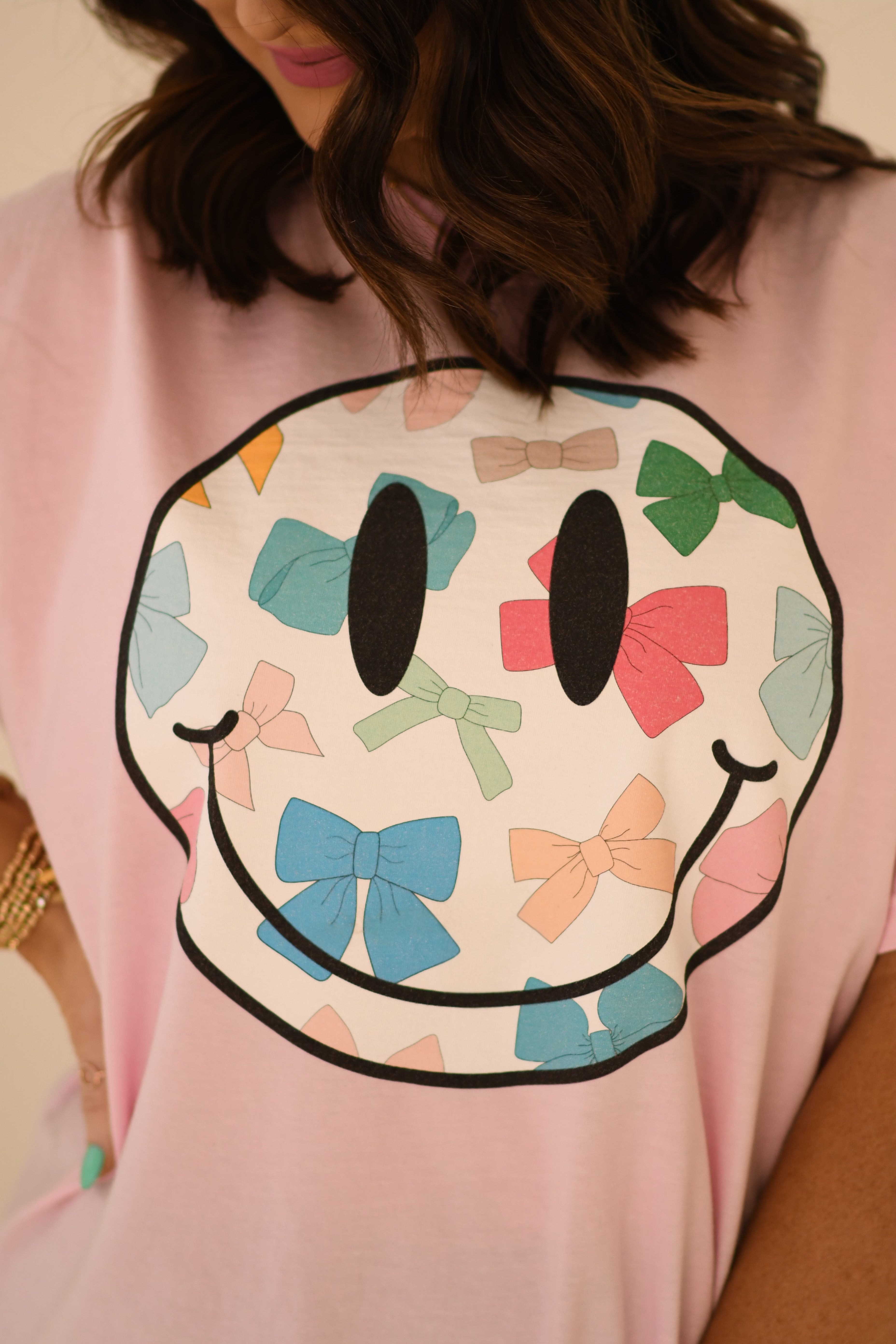 Colorful Bow Smiley Tee