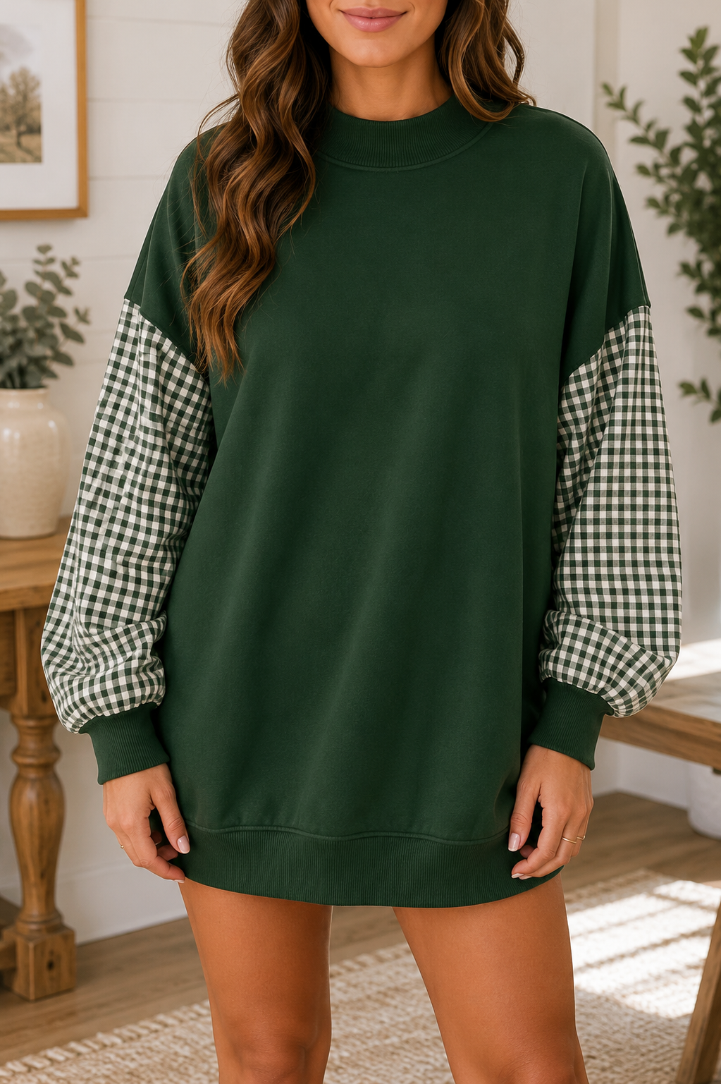 Plaid Sleeve Sweatshirt WTW