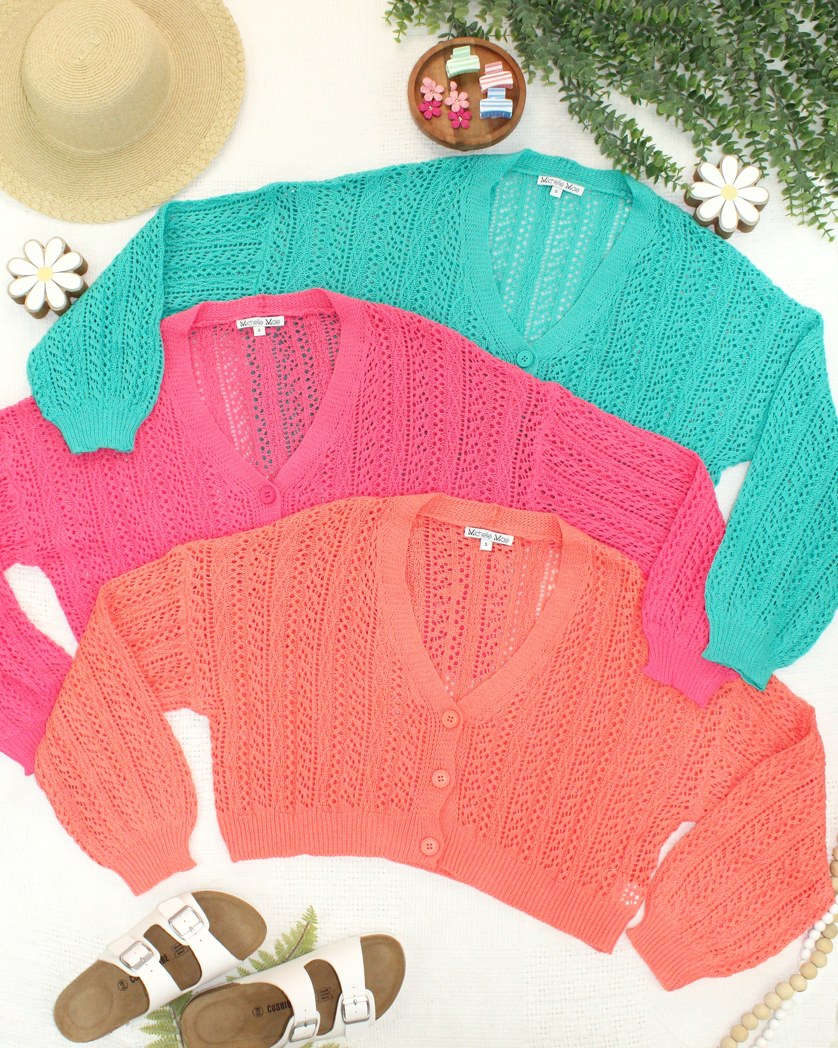 Callie Cropped Cardigan - Melon