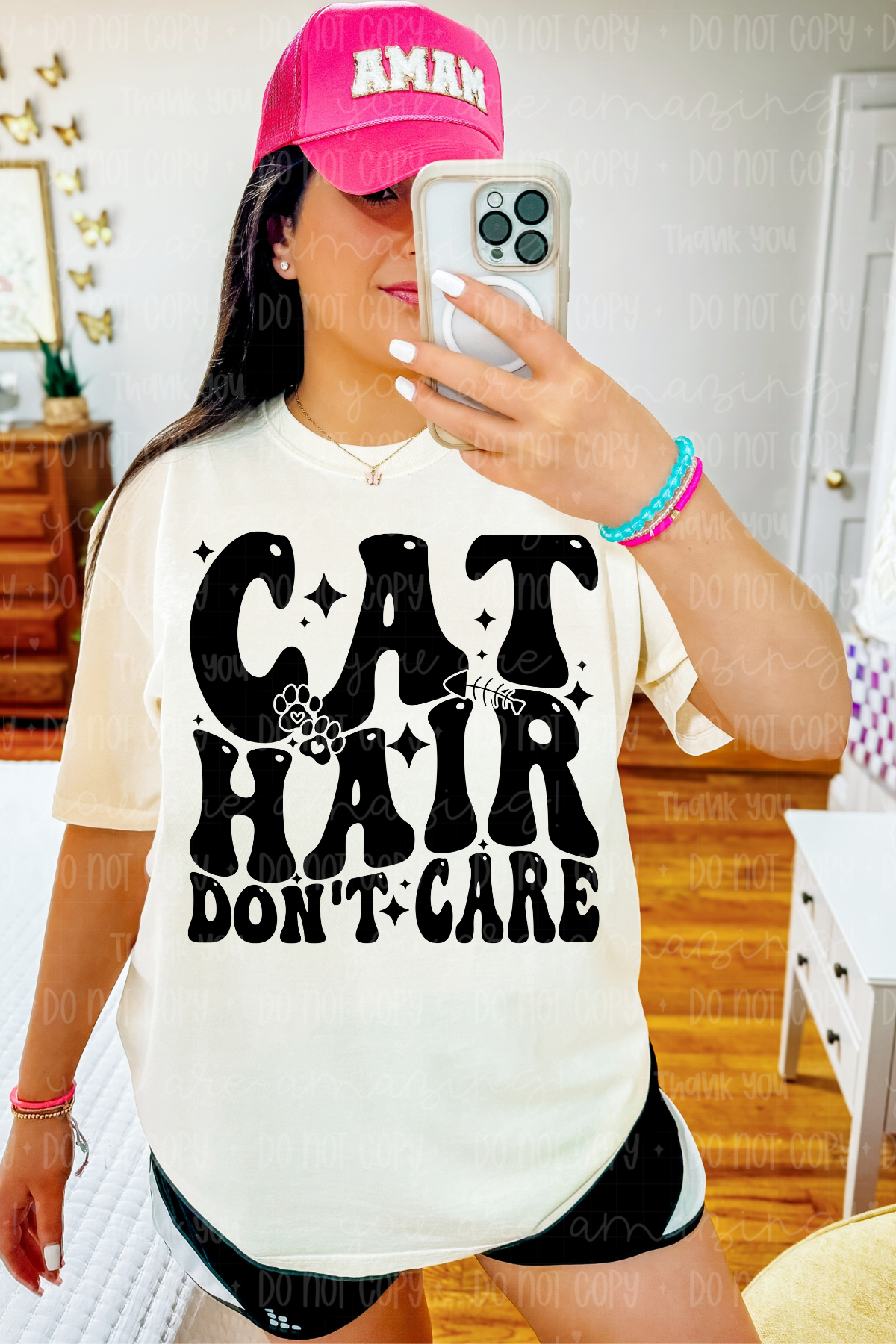 Cat Hair Don't Care Tee or Sweatshirt