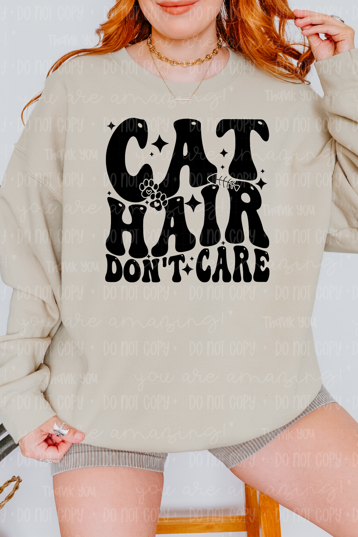Cat Hair Don't Care Tee or Sweatshirt