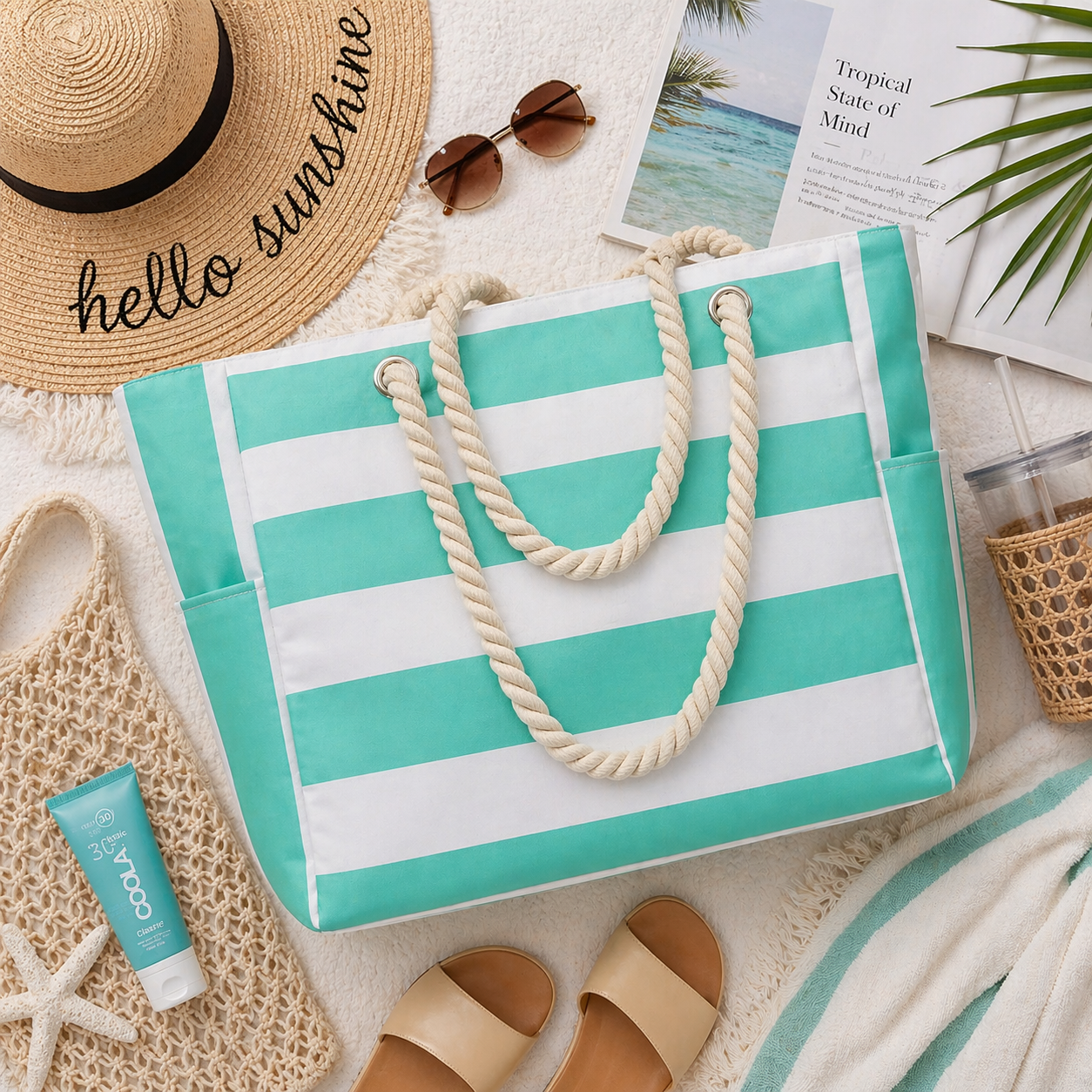 PreOrder | The Dana - Teal Beach Bag