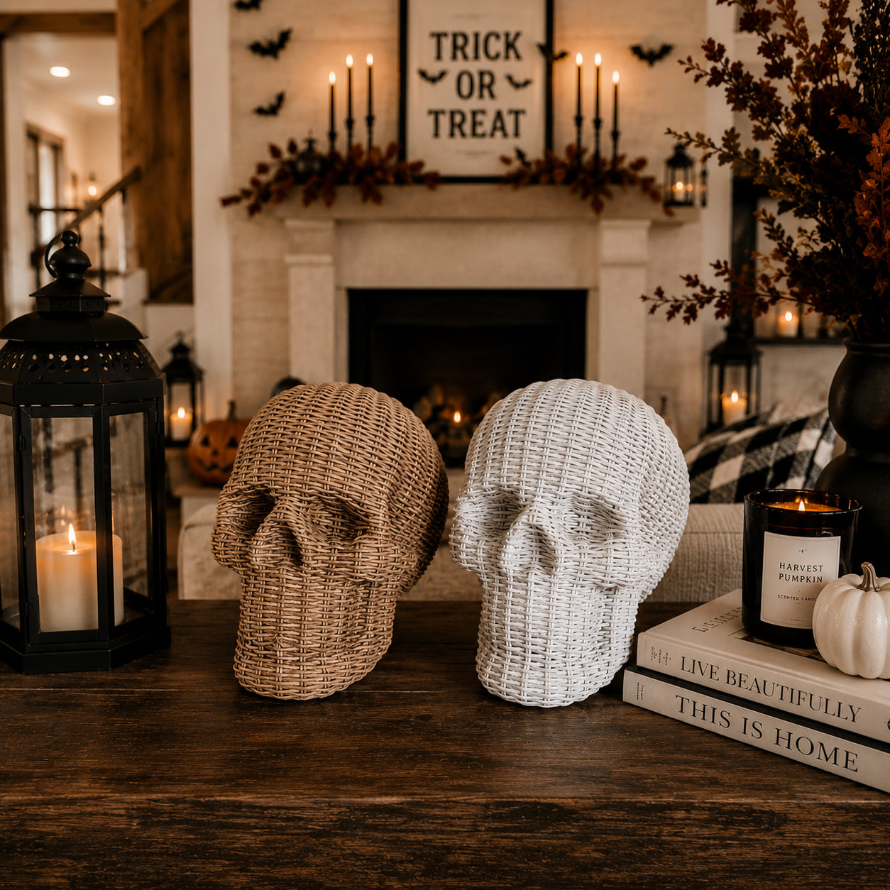 woven texture skull decor rattan basketweave style neutral brown white halloween fall gothic accent natural look
basket weave skull heads rattan style neutral brown white halloween fall decor gothic accent wicker texture natural
premium resin skull heads rattan basketweave texture halloween decor neutral brown white fall gothic accent wicker style