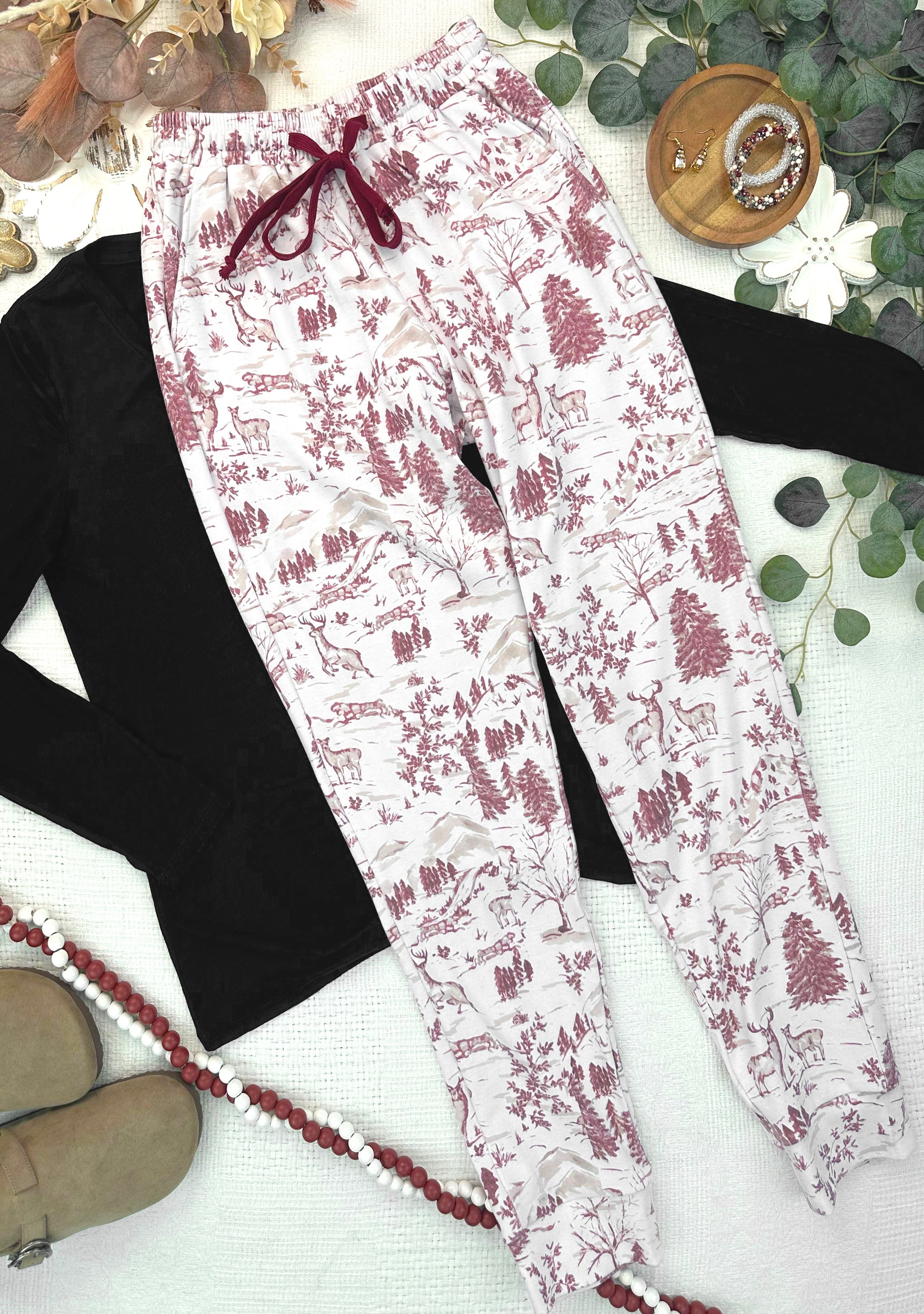 Classic Joggers -  Cranberry Woodland