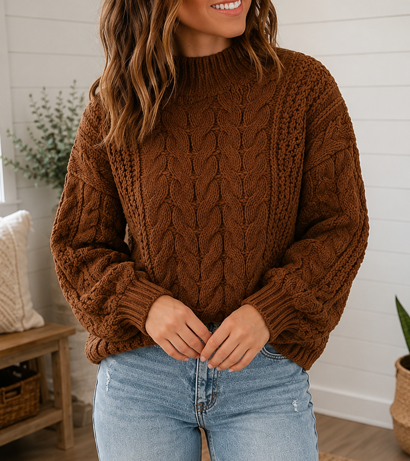 Coffee Cable Knit Sweater WTW