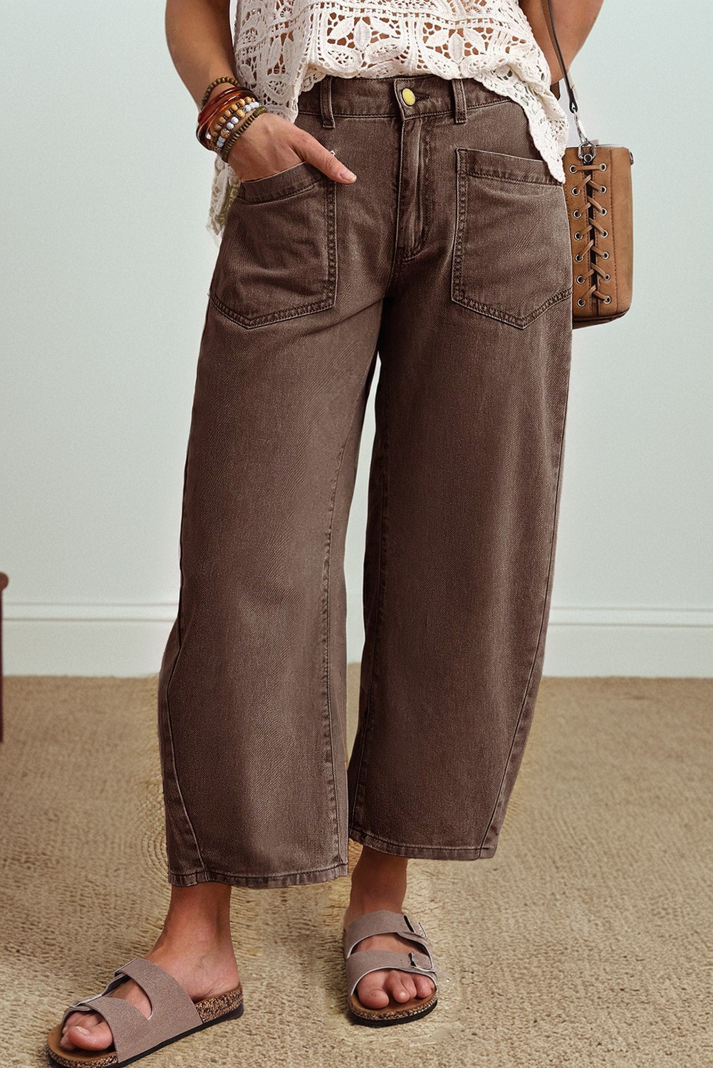 Coffee Square Barrel Jeans WTW