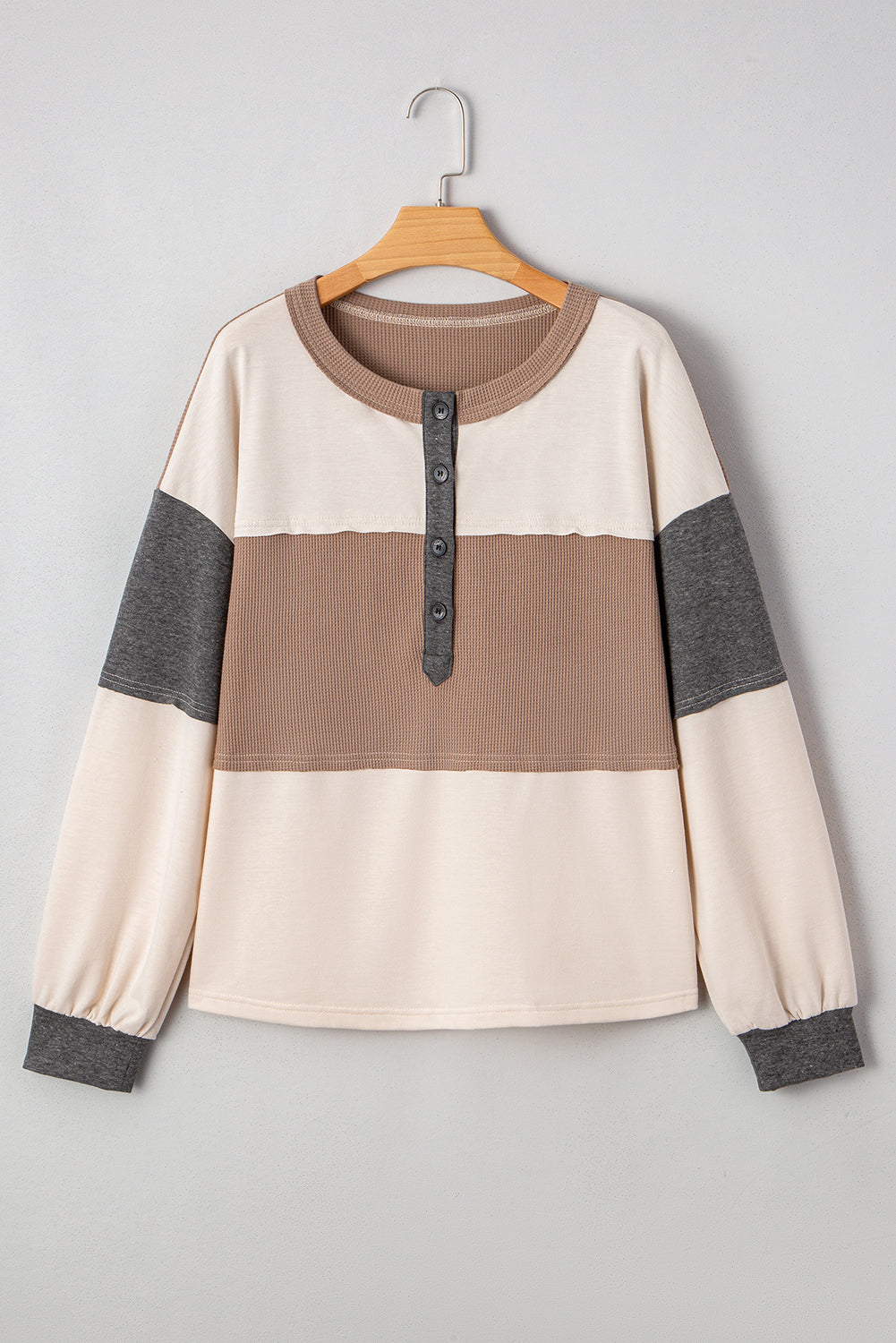 Colorblock Waffle Henley Top December.