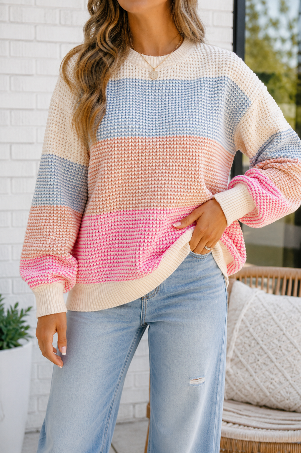 Colorblock Pullover Sweater WTW