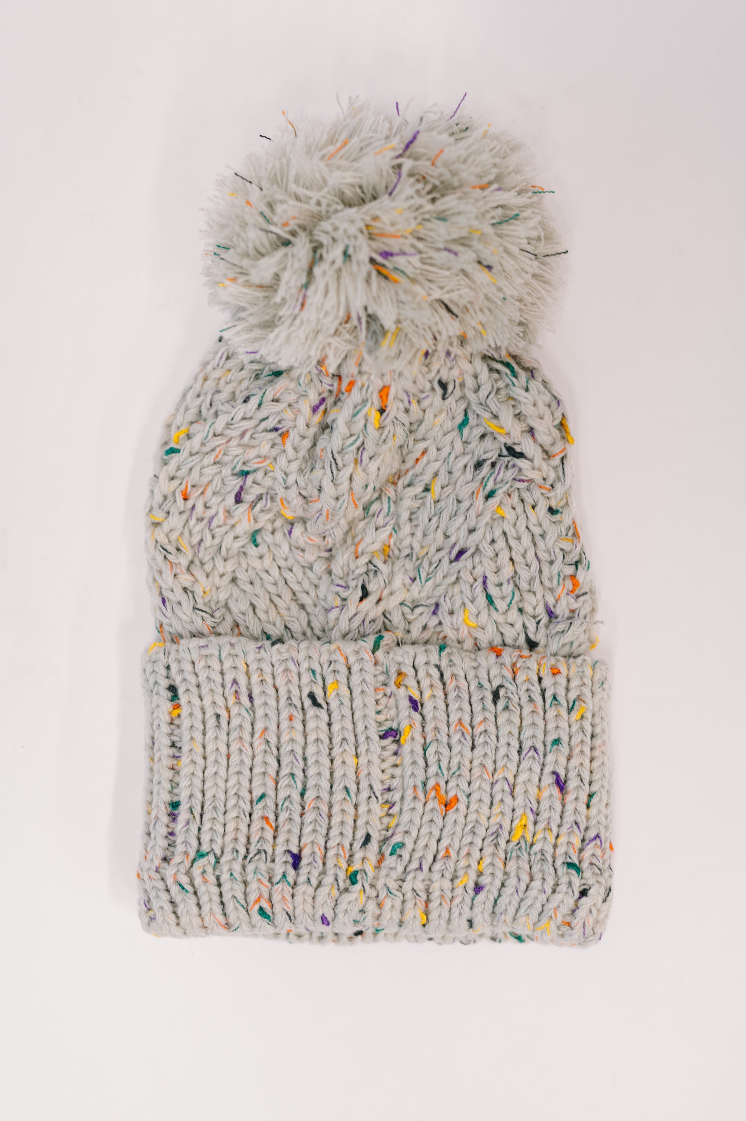 Cover Your Ears Pom Pom Beanie in Grey
