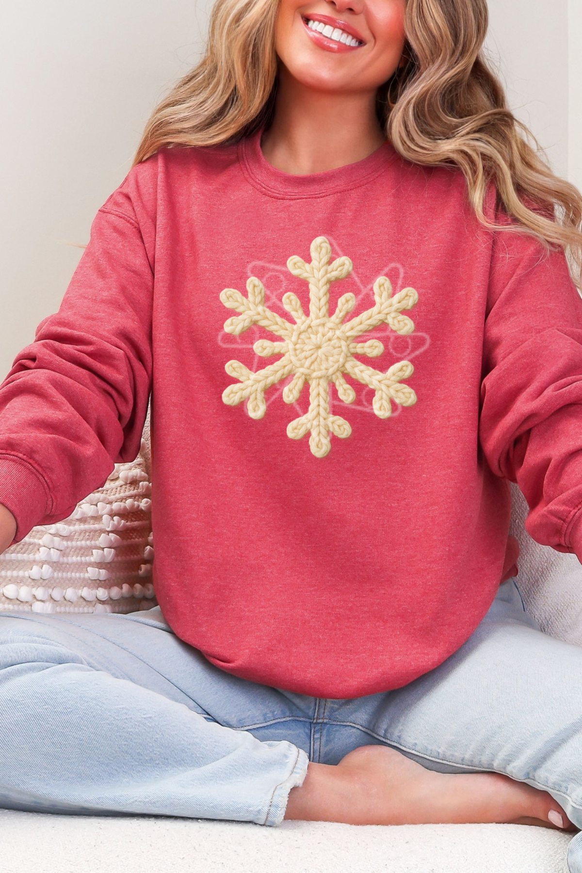Crochet Snowflake Faux Sweatshirt