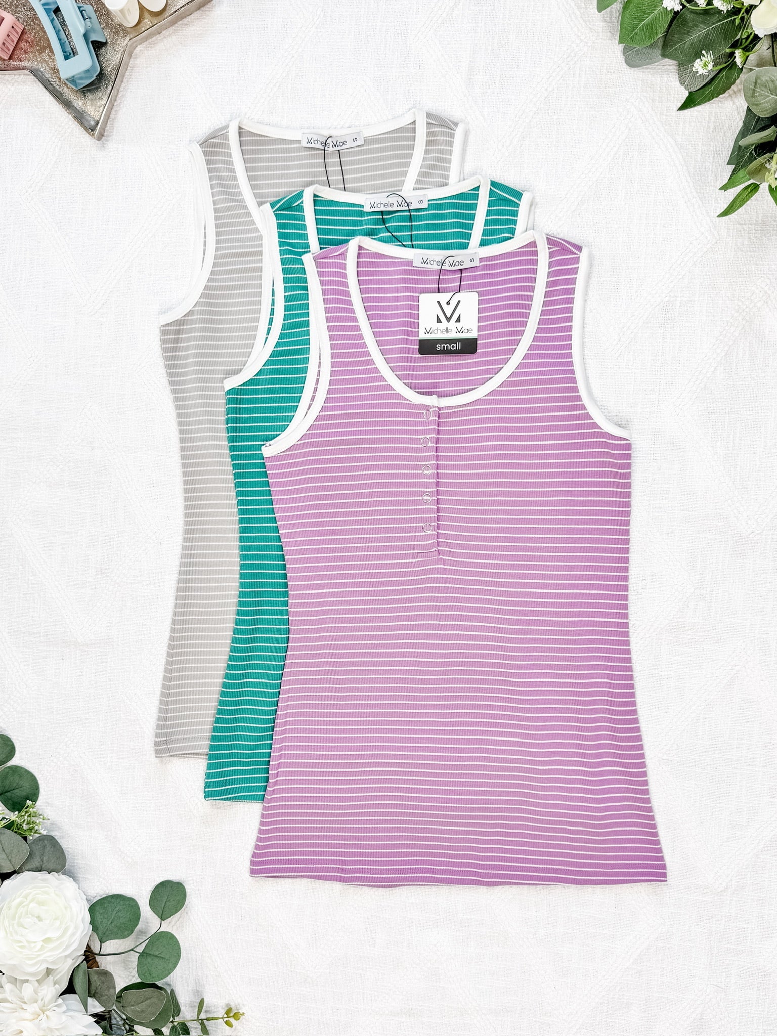 Shiloh Button Snap Tank - Green
