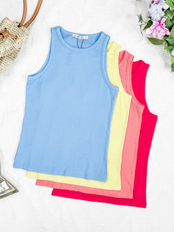 Tara Ribbed Tank - Light Blue