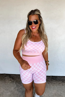 RTS: Checker Bra & Biker Short Set
