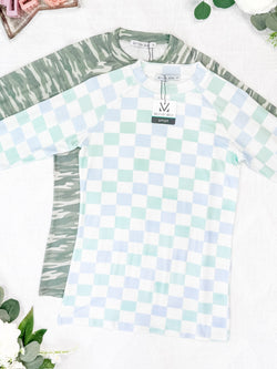 Blair Long Sleeve Top - Blue and Mint Checker MM EXCLUSIVE