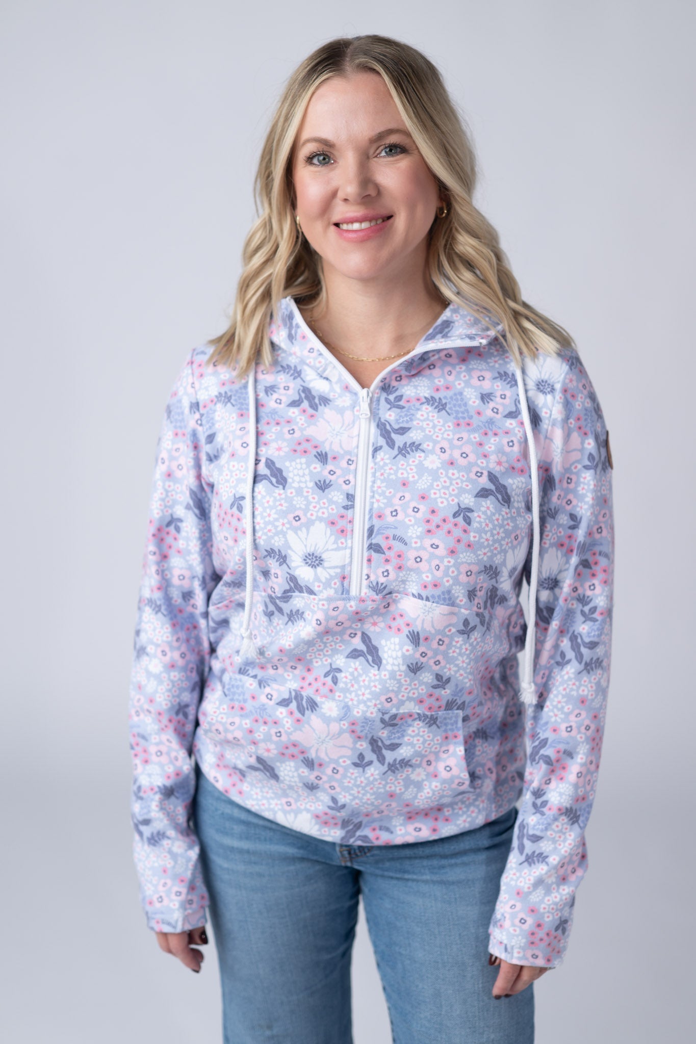 HalfZip Hoodie - Ditsy Blush Floral