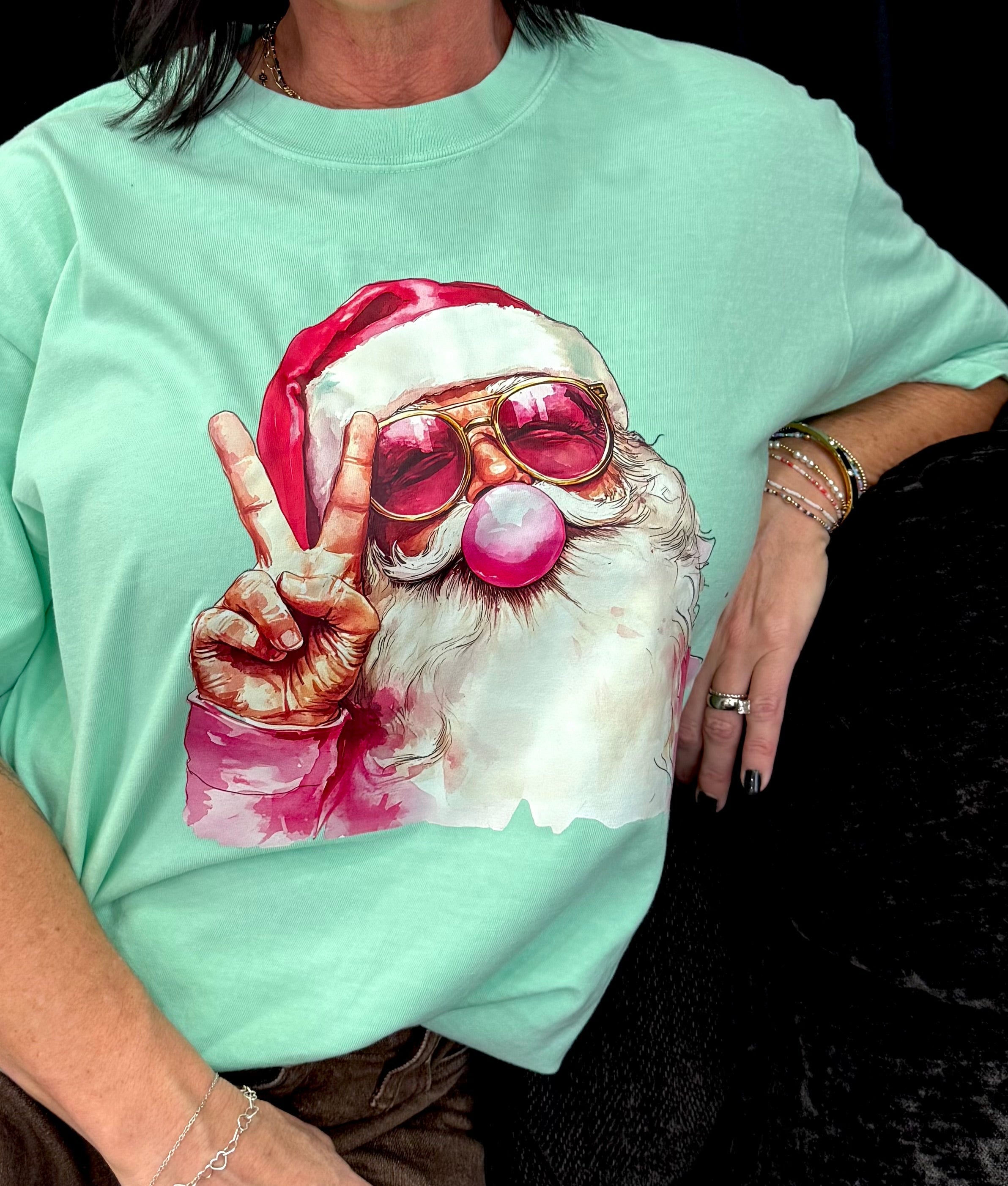 Pink Bubble Santa Short or Long Sleeve Graphic Tee
