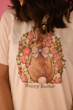 Happy Easter Floral Bunny Tee