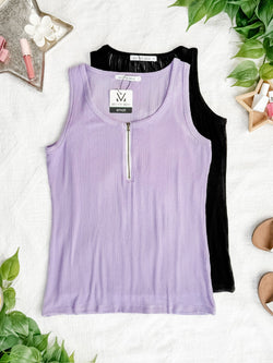 Mila Zipper Tank - Lavender