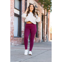 *Ready to Ship | Maroon Full Length Leggings with Pocket