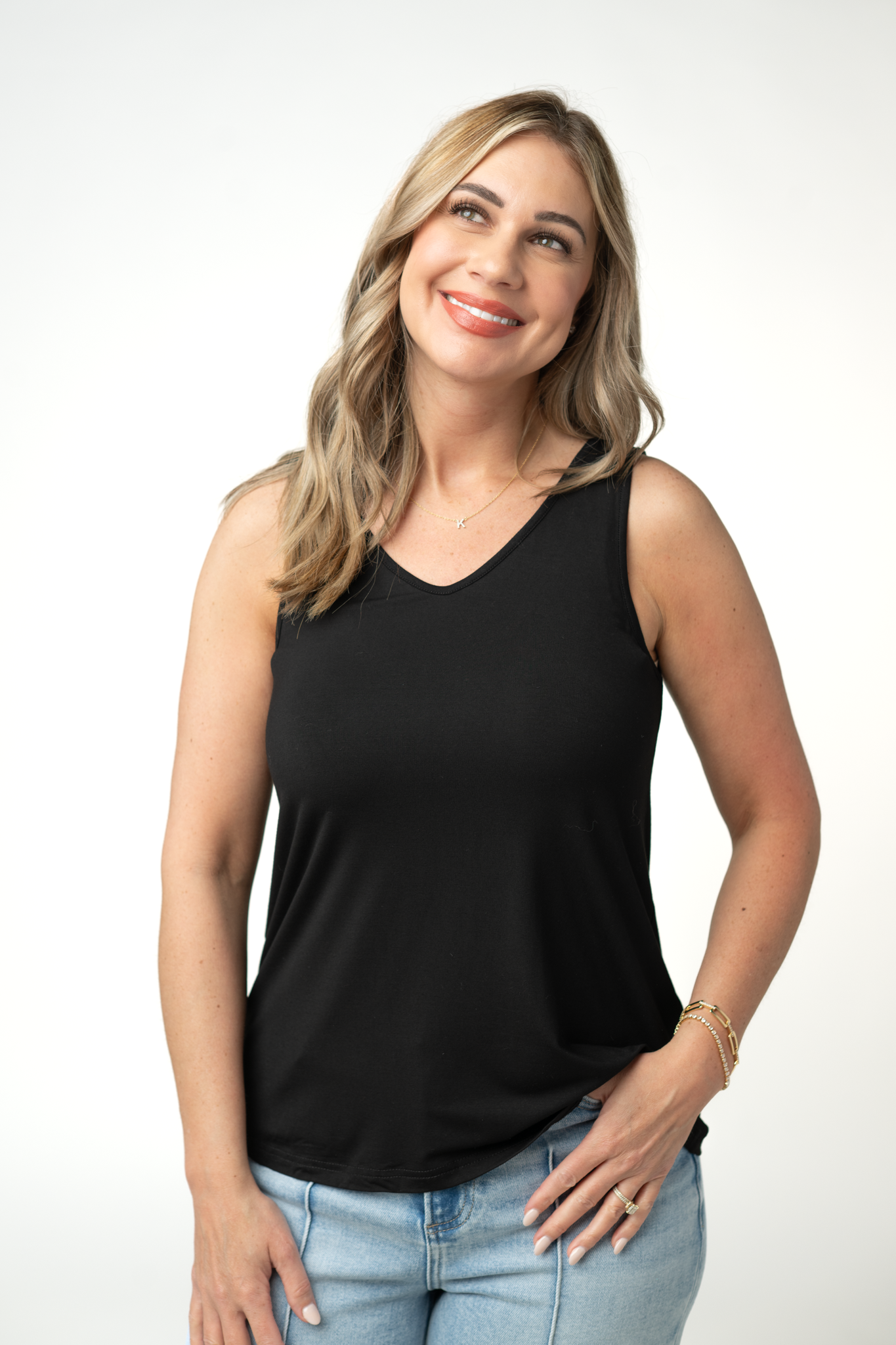 Vera V Neck Tank - Black