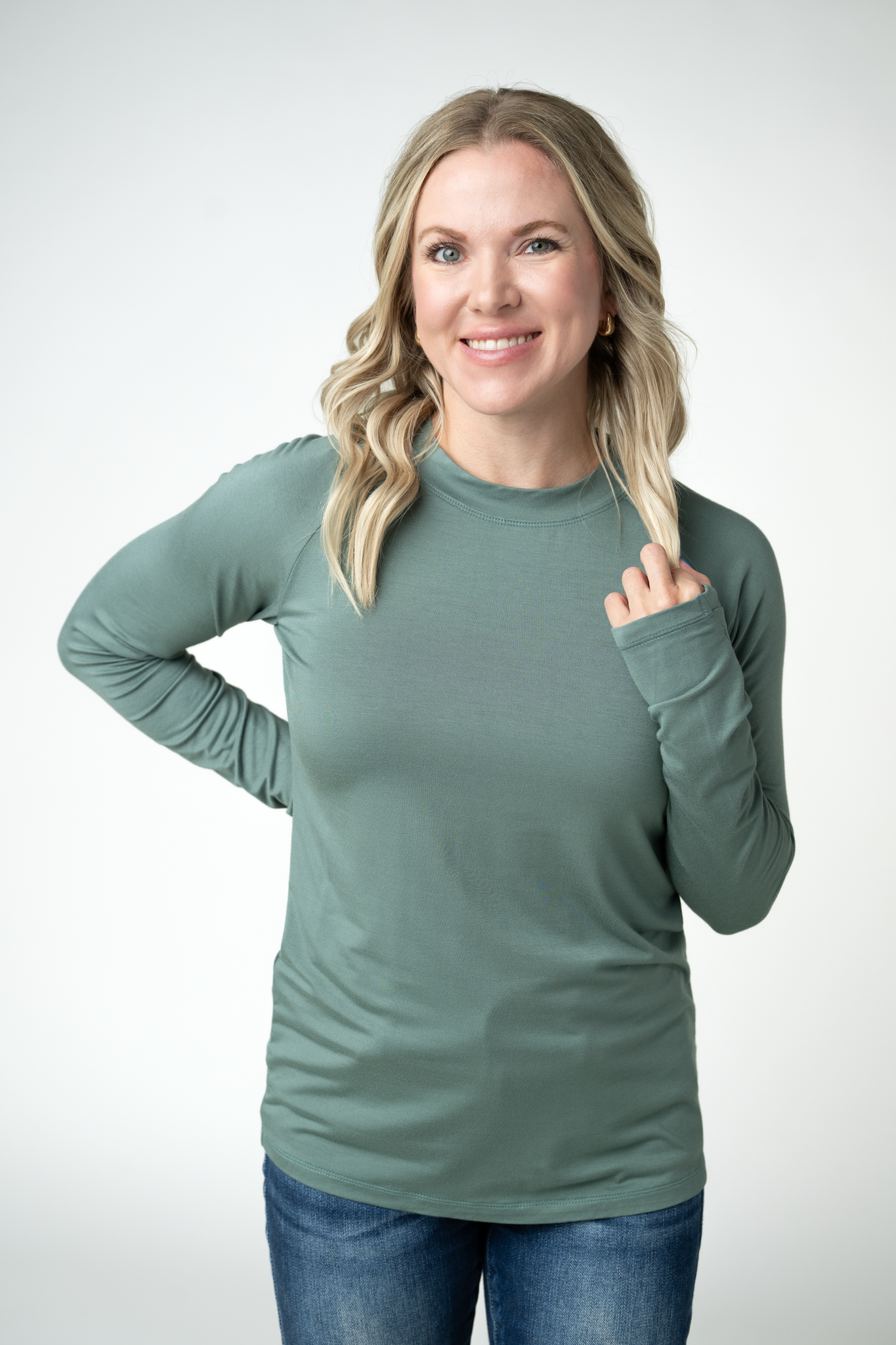 Blair Long Sleeve Top - Dusty Jade