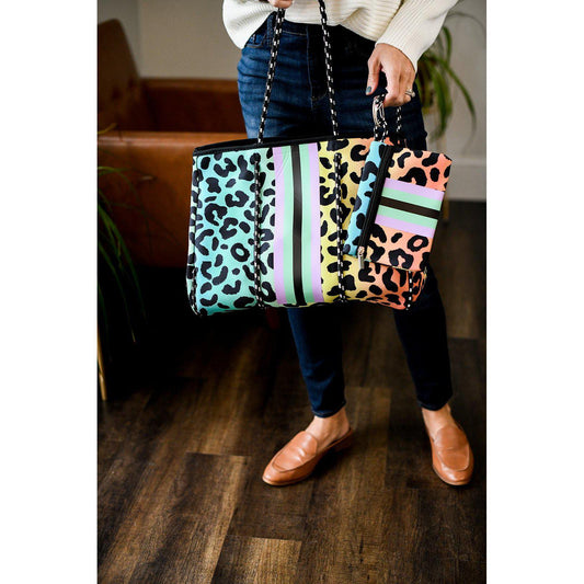 Ready to Ship | The Jenna, Rainbow Leopard- Gorgeous Neoprene Bag*