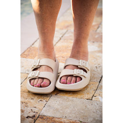 Ready to Ship | Beige Buckle Slides