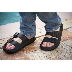 Ready to Ship | Black Buckle Slides