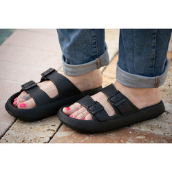 Ready to Ship | Black Buckle Slides