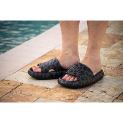 Ready to Ship | BLACK LEOPARD  Insanely Comfy -Beach or Casual Slides