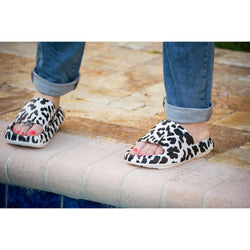 Ready to Ship | White Leopard Insanely Comfy -Beach or Casual Slides