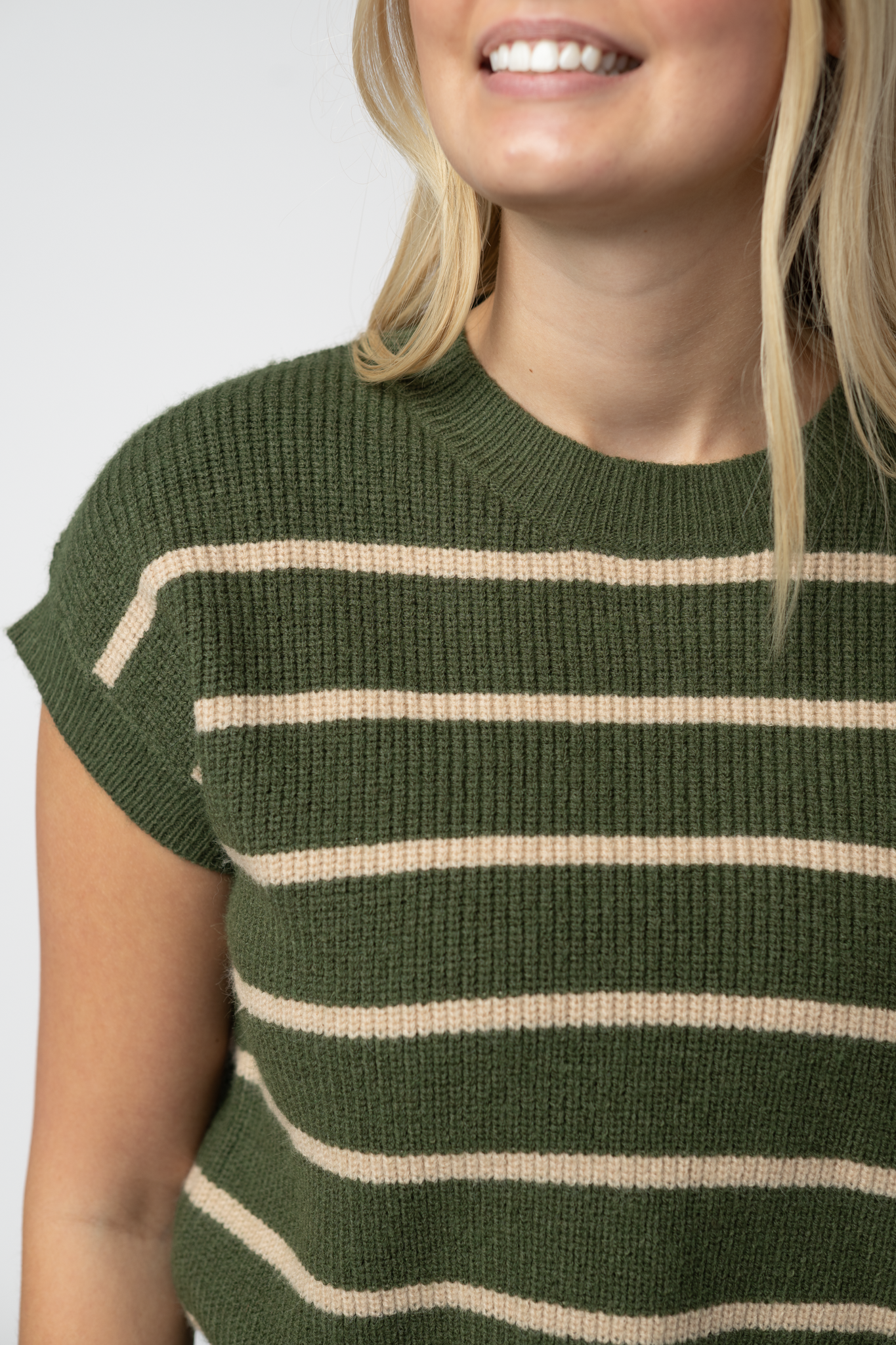 Striped Sweater Top - Olive and Tan