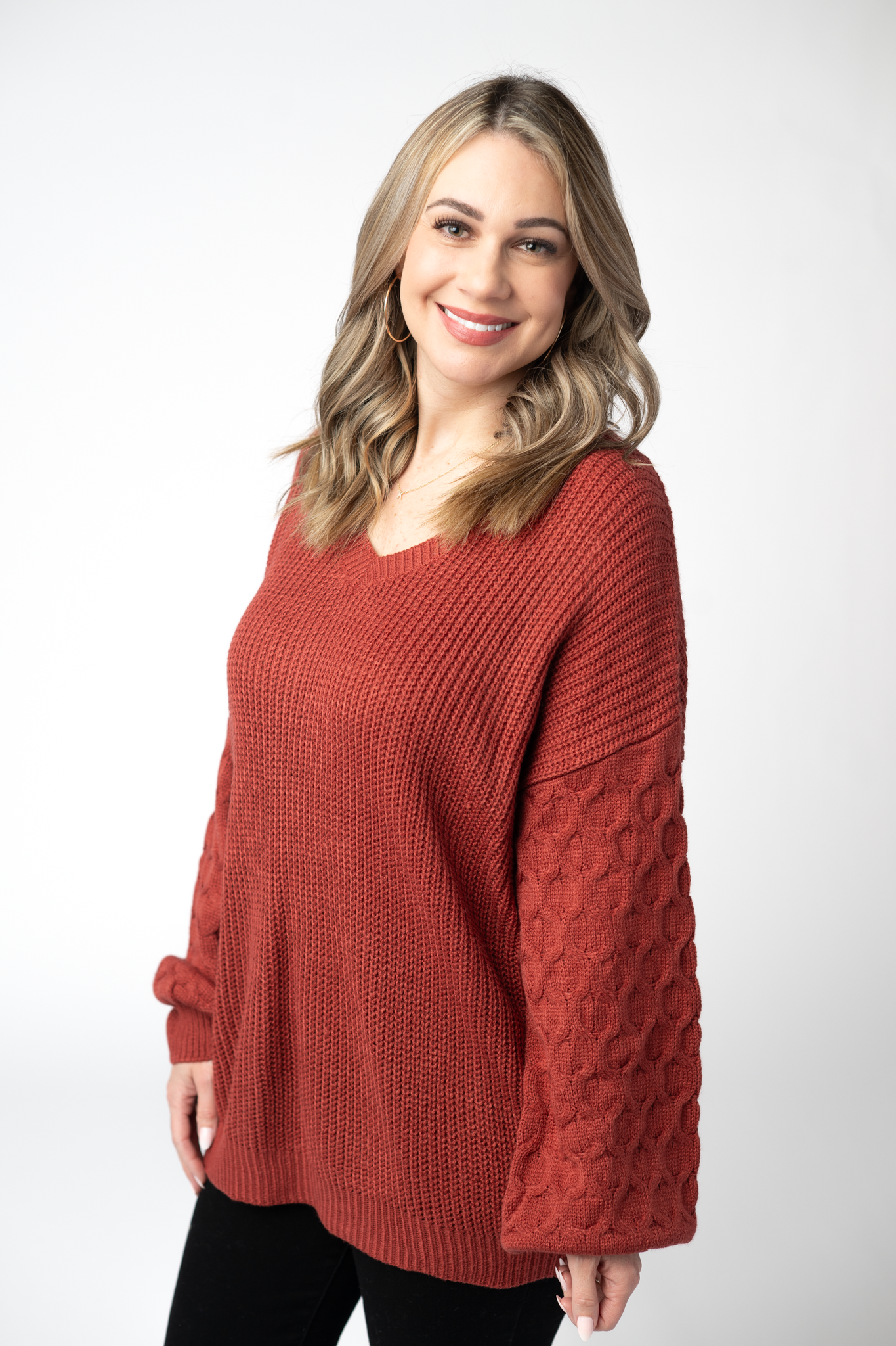 Talina Textured Sweater - Brick