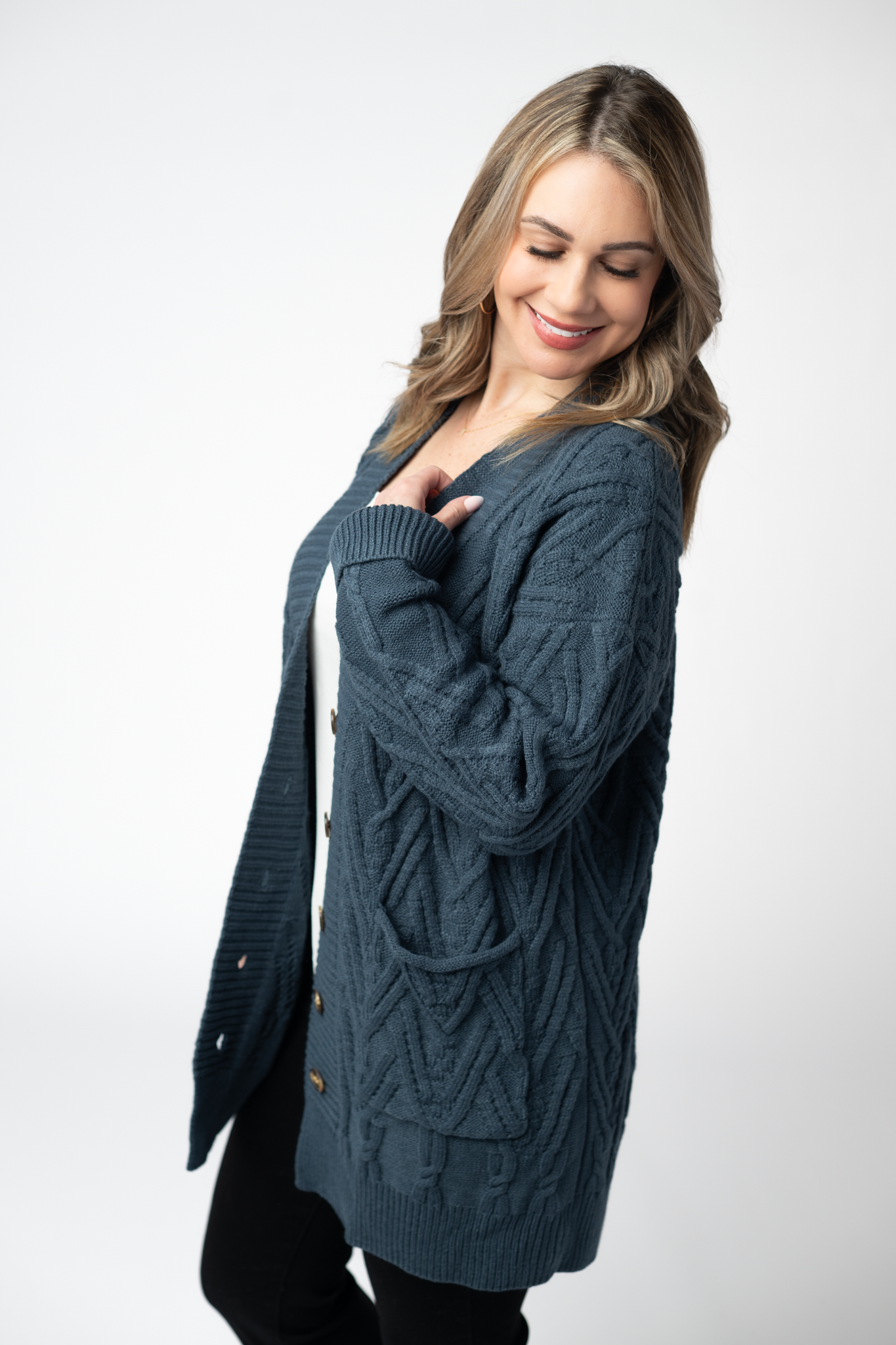 Brooks Button Sweater Cardigan - Navy