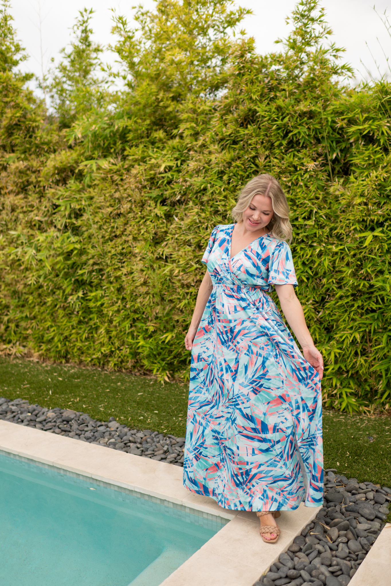 Millie Maxi Dress - Abstract Aqua Breeze
