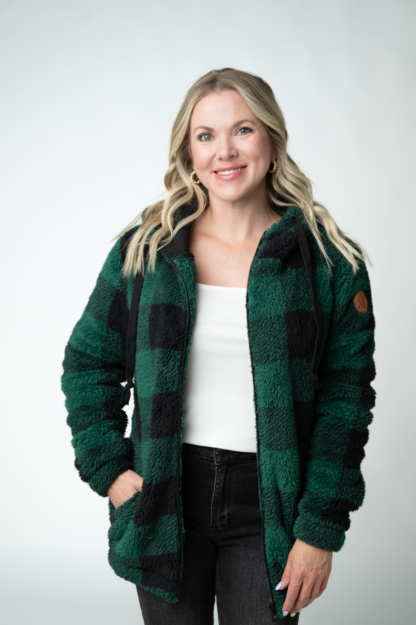 Sherpa Fullzip Hoodie - Evergreen Plaid