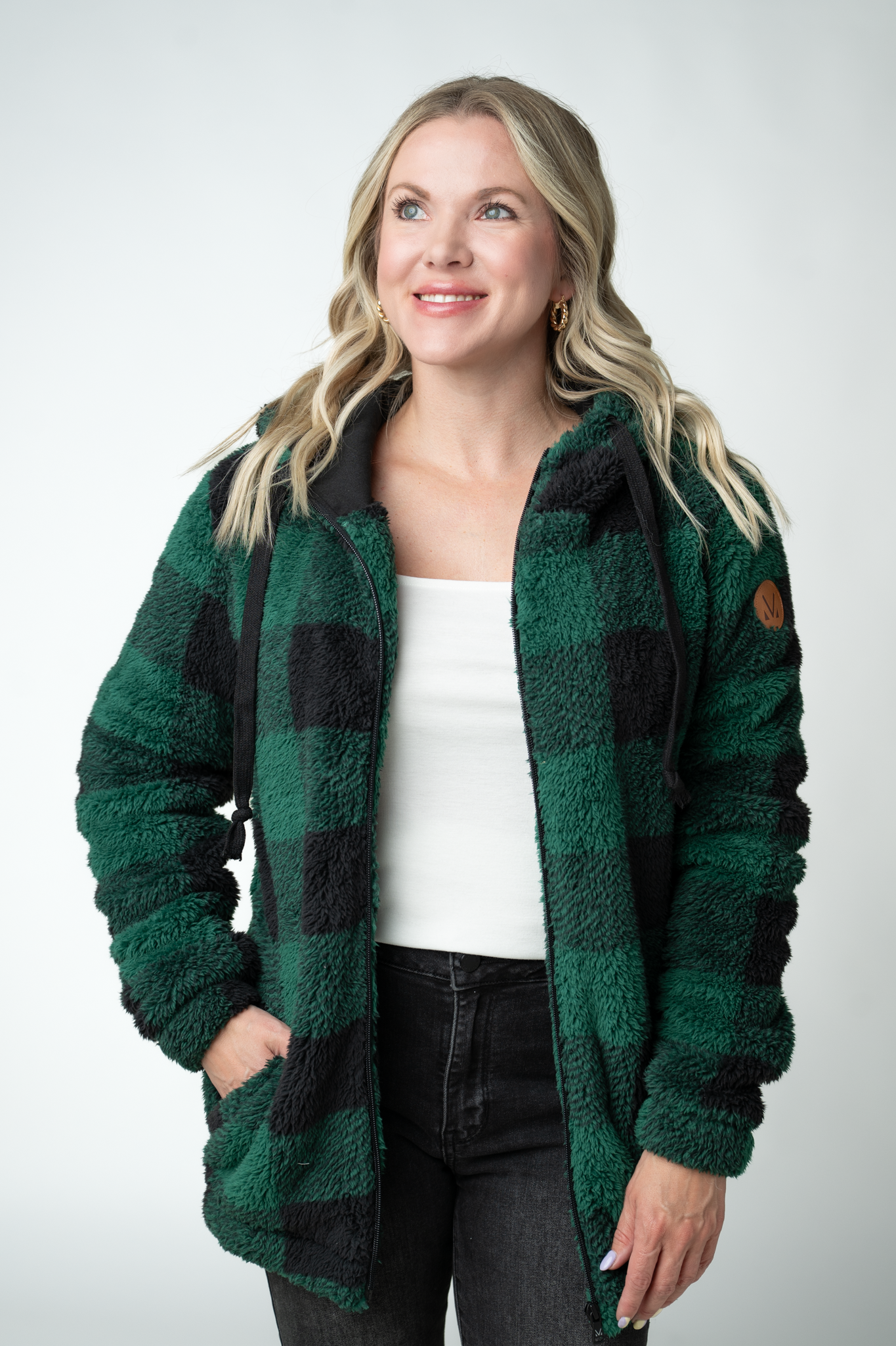 Sherpa Fullzip Hoodie - Evergreen Plaid