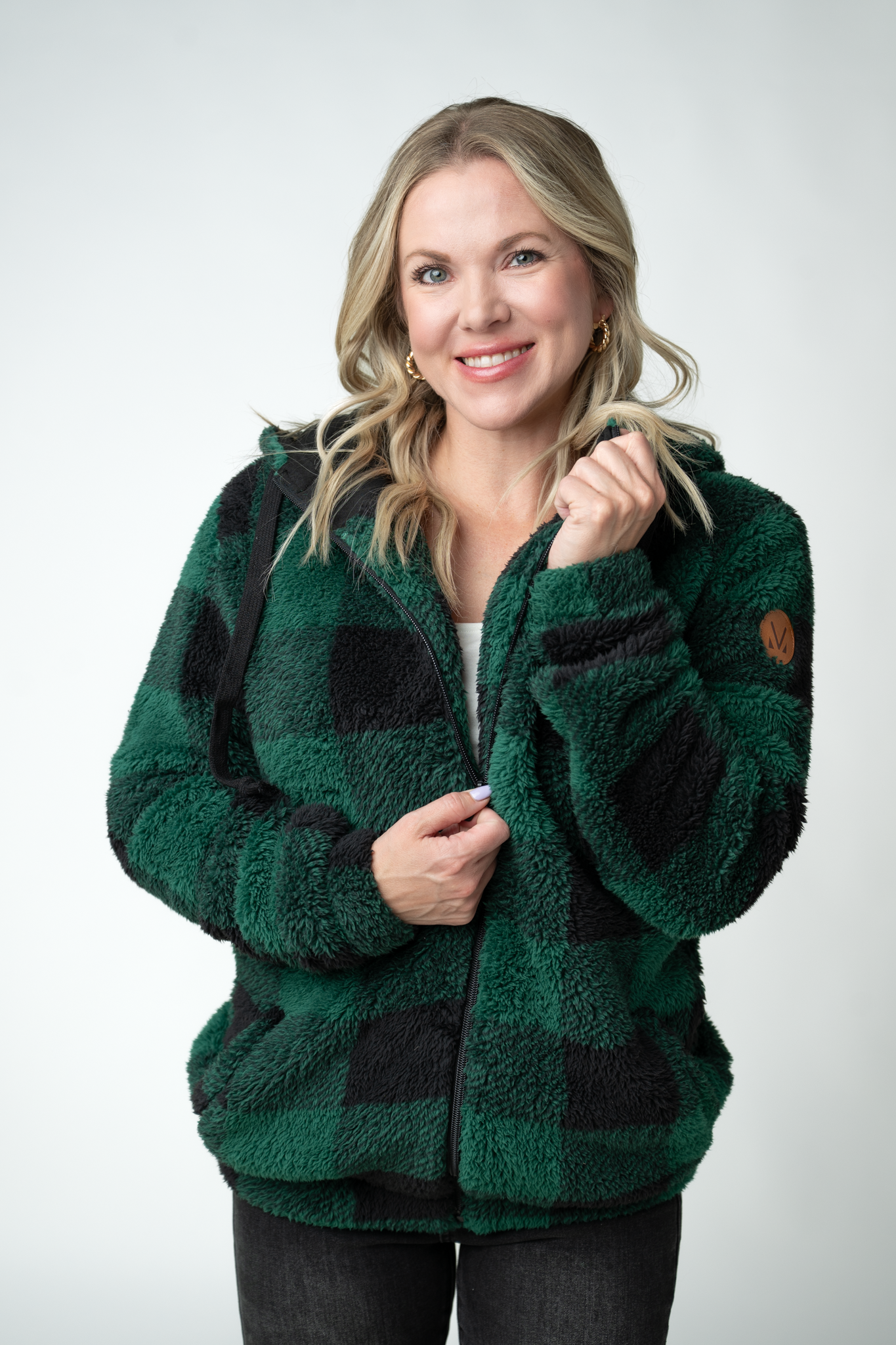 Sherpa Fullzip Hoodie - Evergreen Plaid