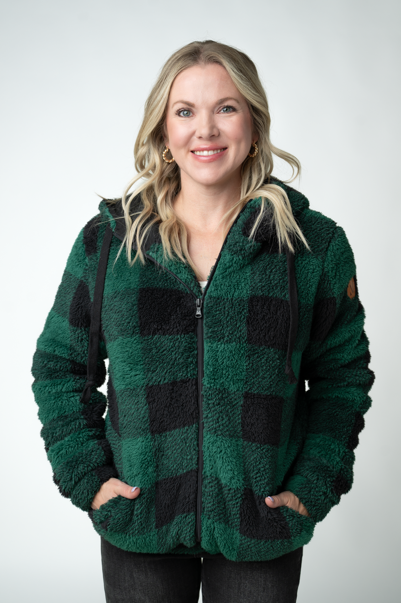 Sherpa Fullzip Hoodie - Evergreen Plaid