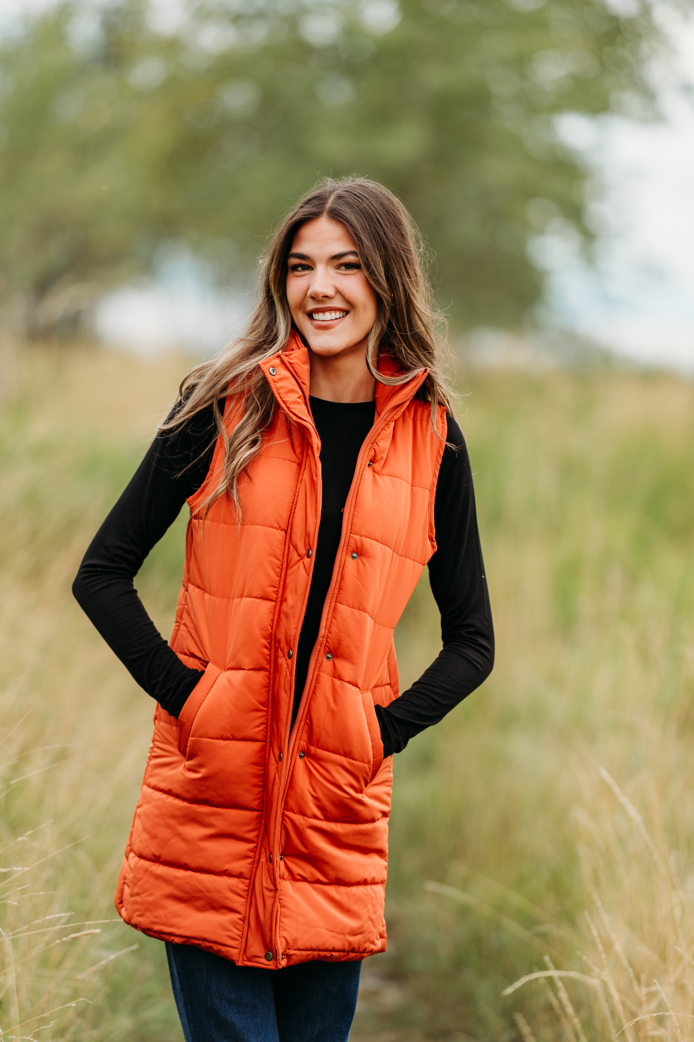 Harlow Long Vest - Pumpkin