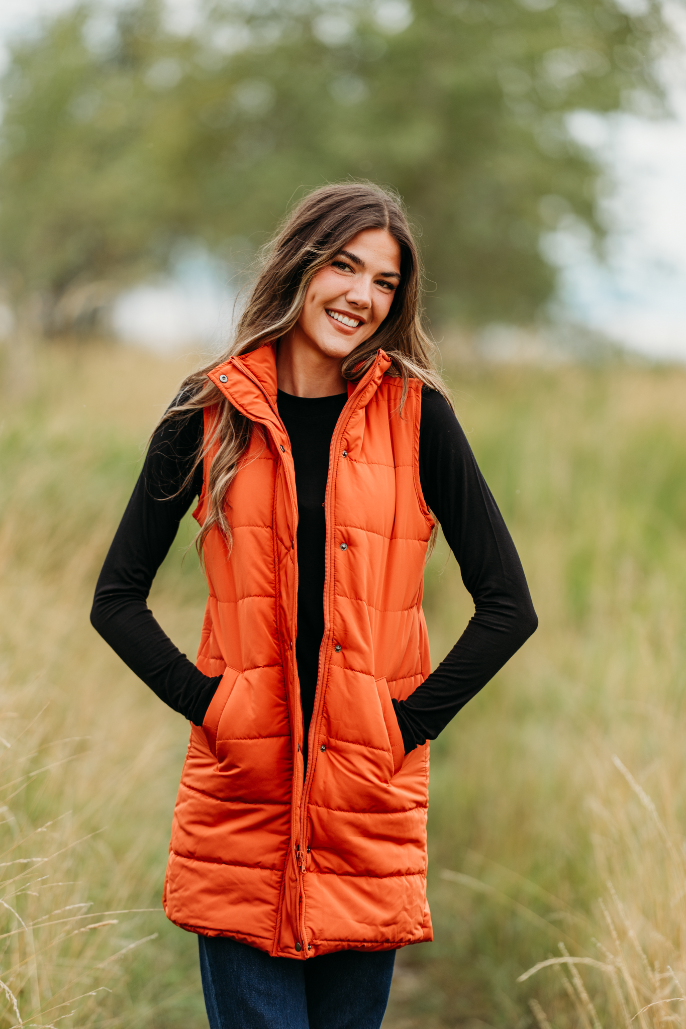 Harlow Long Vest - Pumpkin
