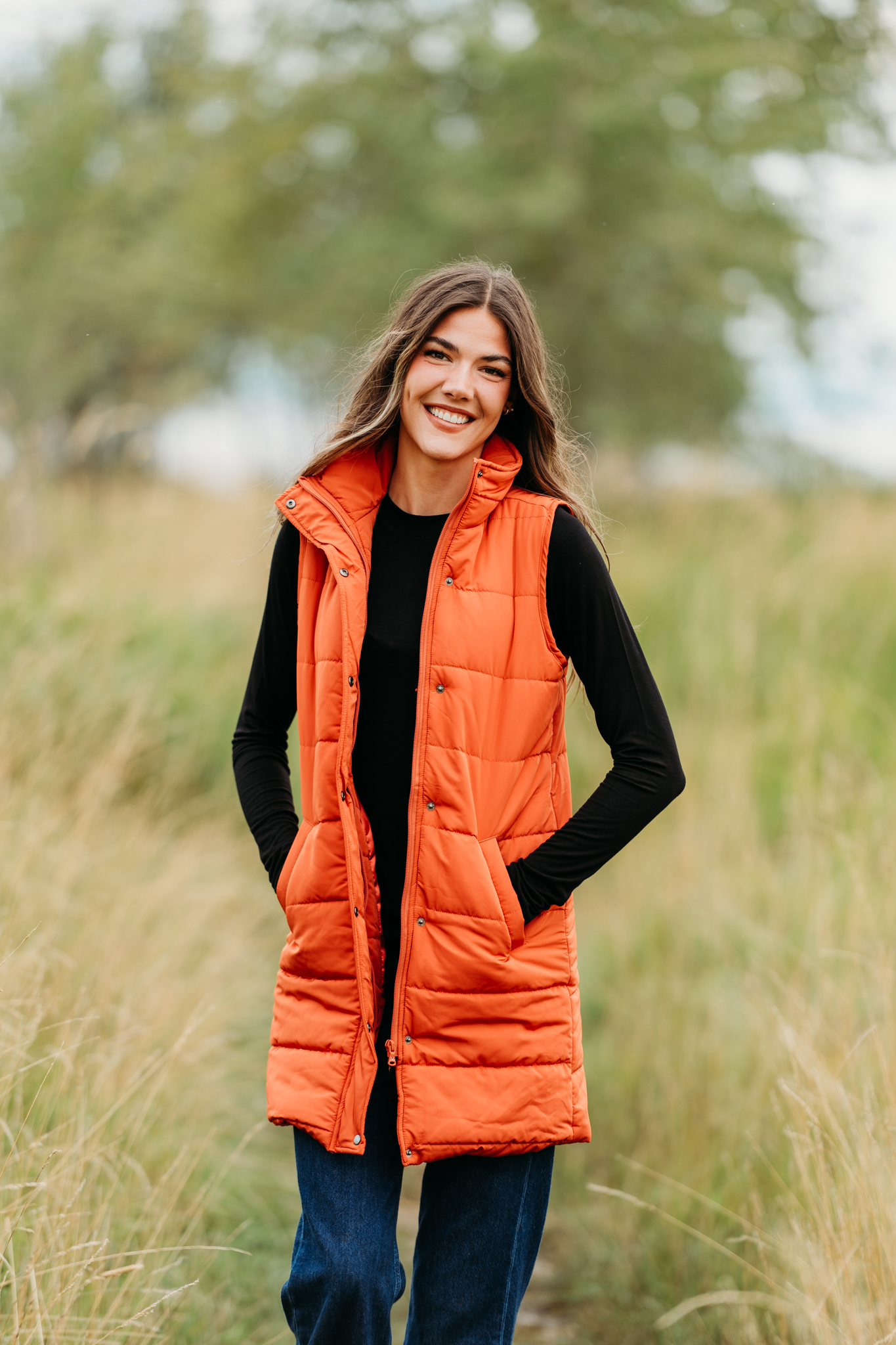 Harlow Long Vest - Pumpkin