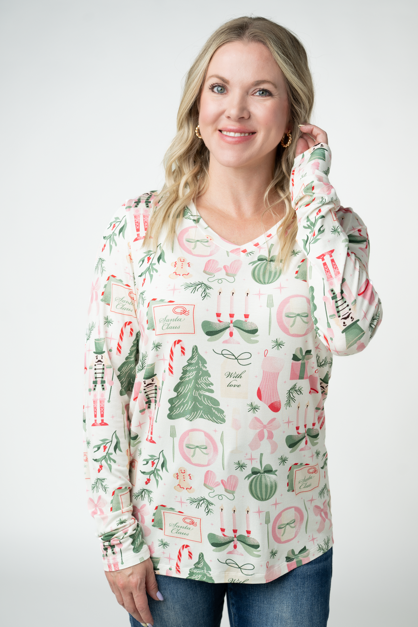Larissa Long Sleeve - Pink Pine Noel