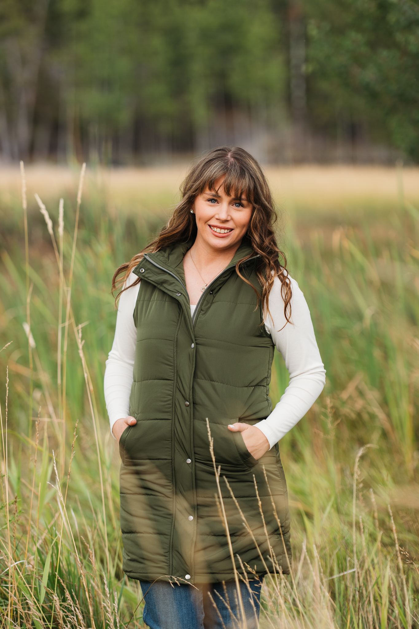 Harlow Long Vest - Dark Olive