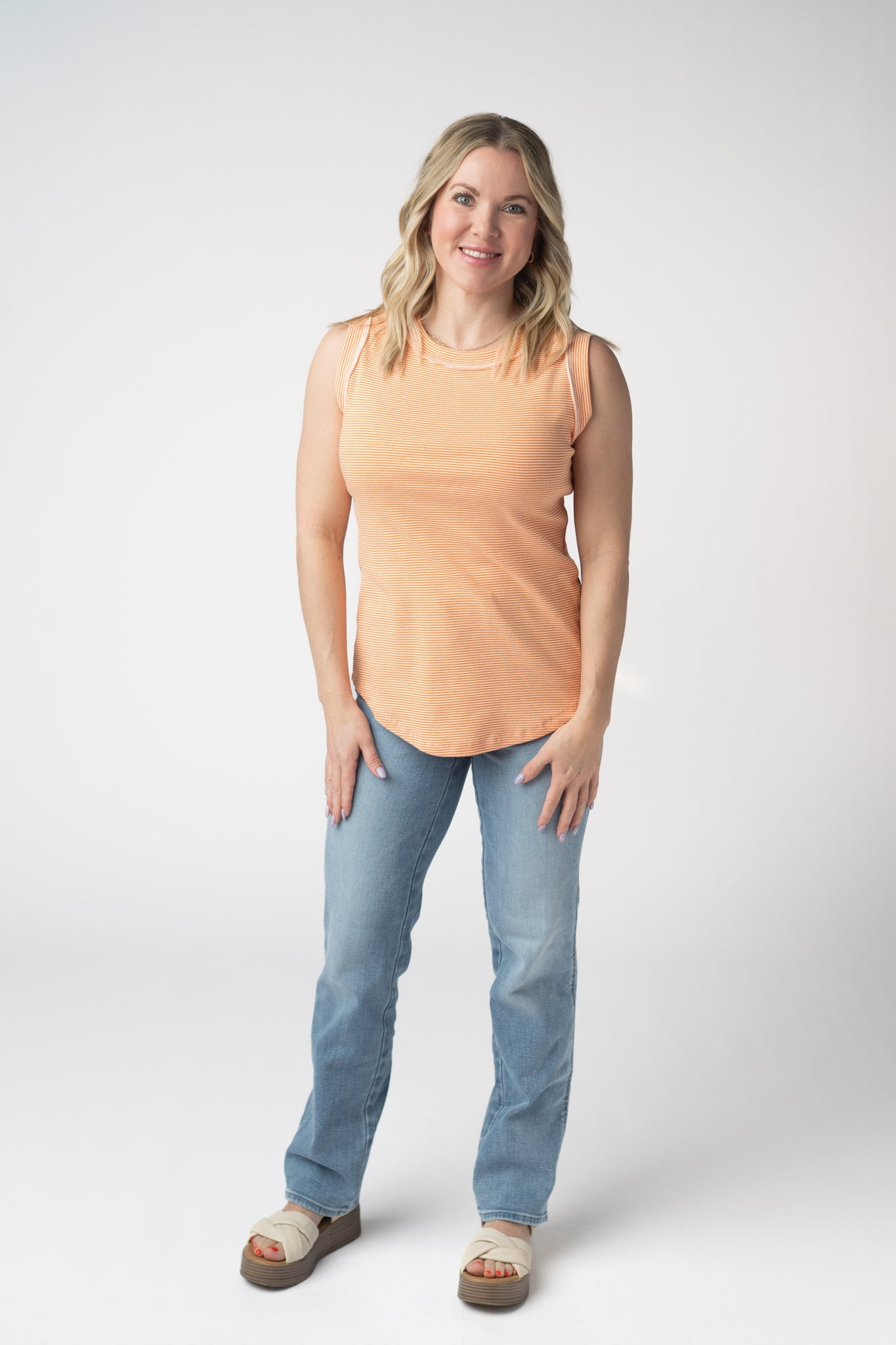 Morgan Micro Striped Tank - Orange