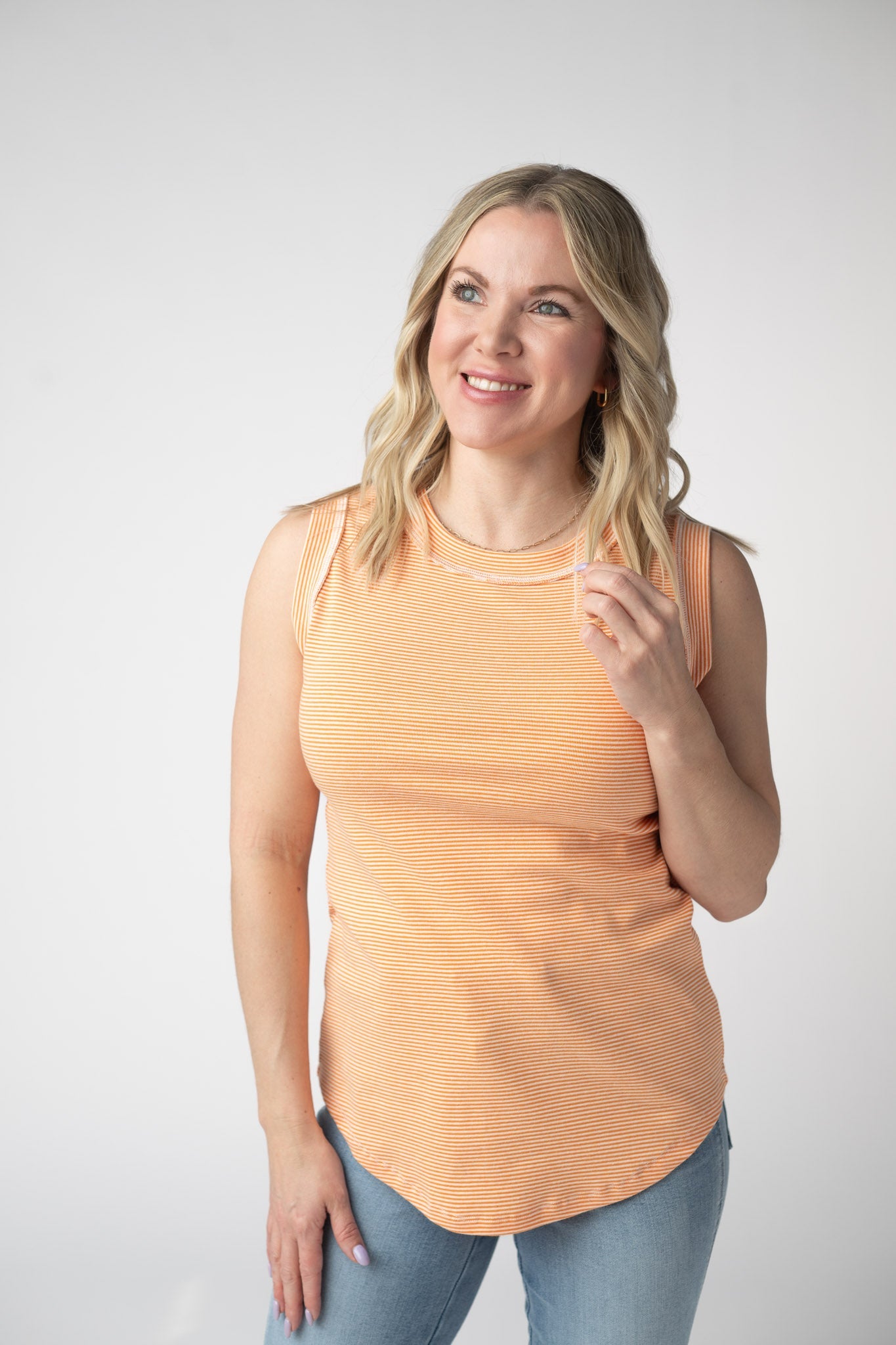 Morgan Micro Striped Tank - Orange