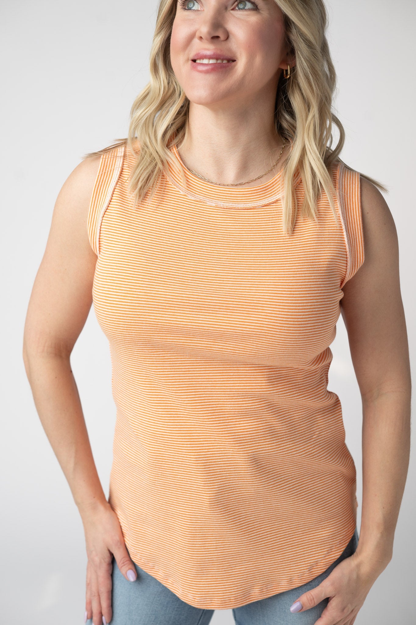 Morgan Micro Striped Tank - Orange