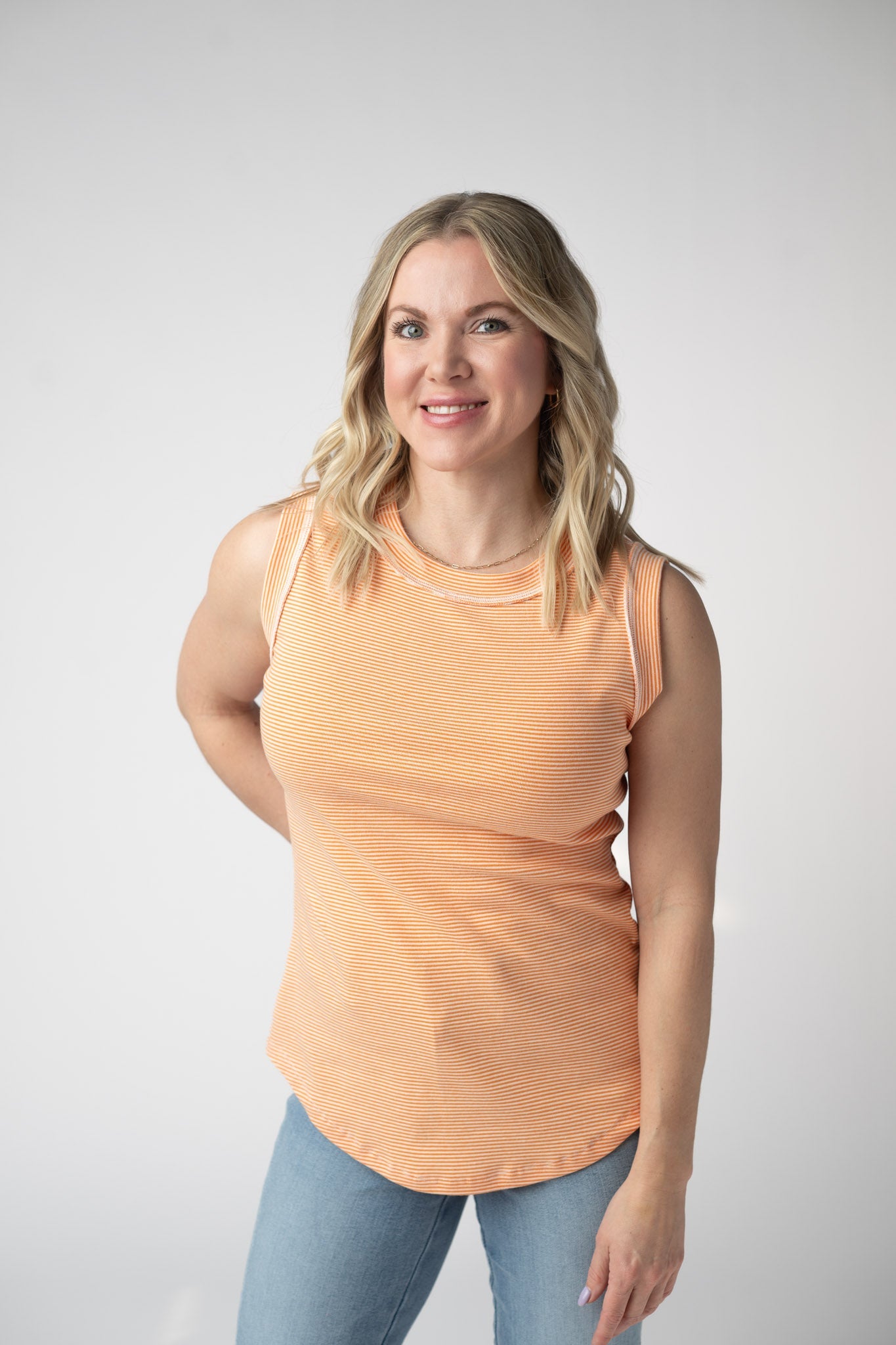 Morgan Micro Striped Tank - Orange