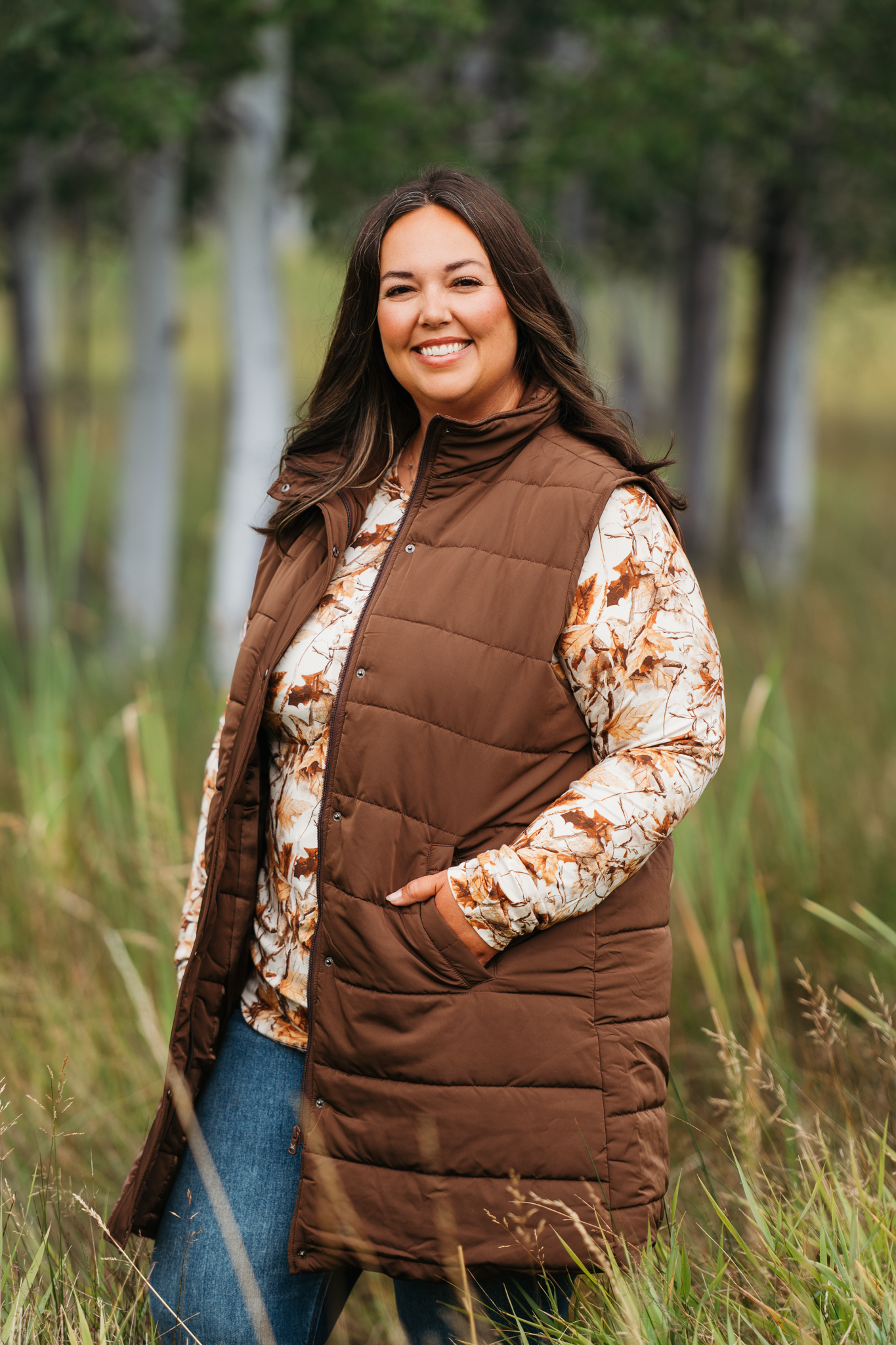 Harlow Long Vest - Brown