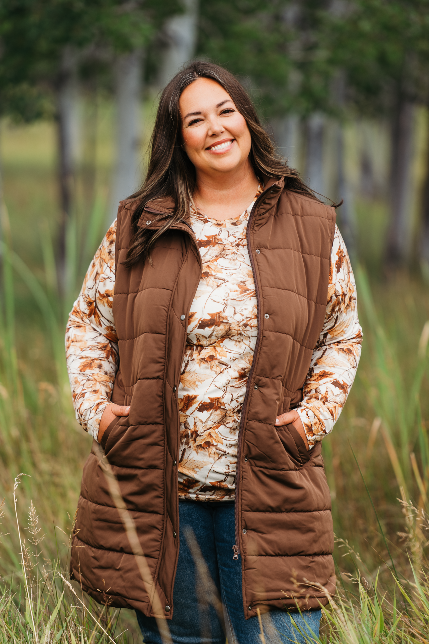 Harlow Long Vest - Brown